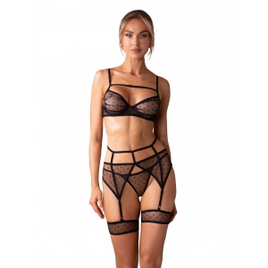 Комплект Obsessive NUITES SET bra garter bel thong 
